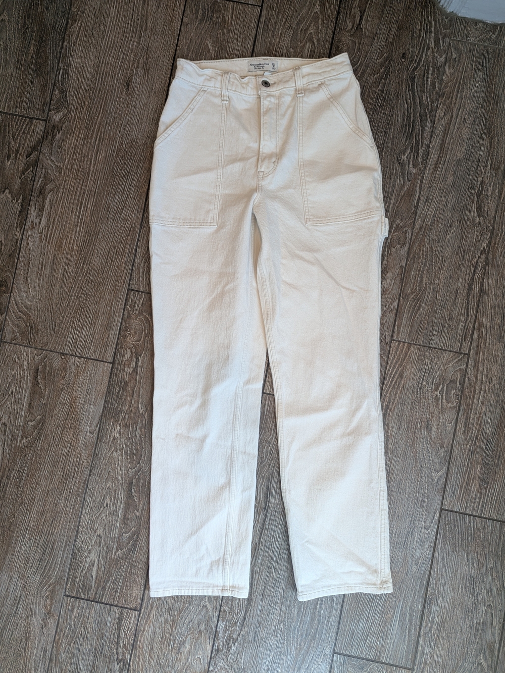 Abercrombie The 90s Straight Ultra High Rise Size 28 Or 6 Regular Ecru Utility